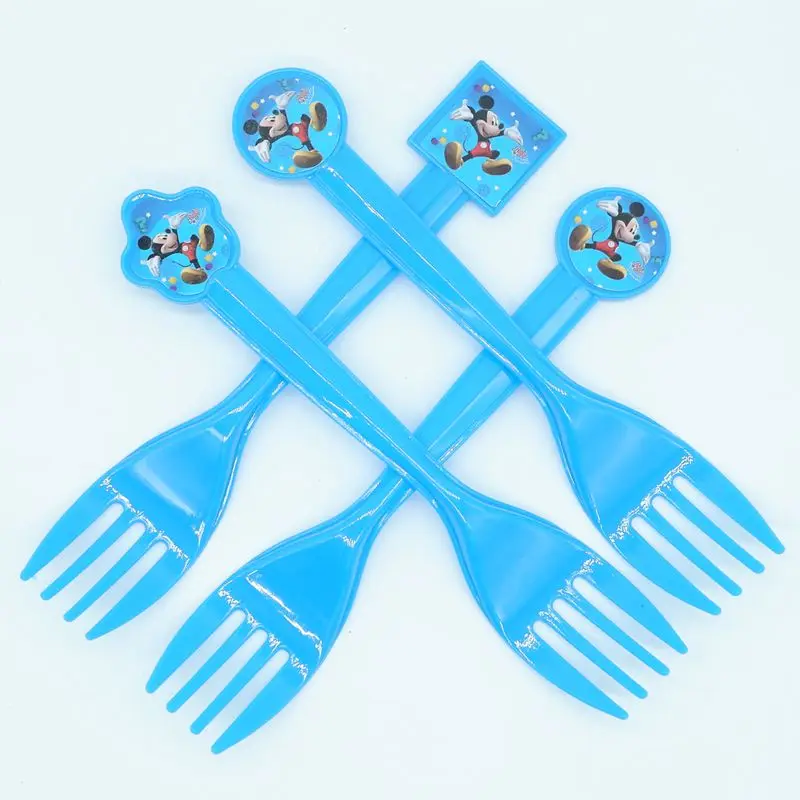 

10pcs/lot Mickey Mouse Party Supplies Disposable Plastic Forks Baby Birthday Holiday Party Dinnerware Decoration Kids Favors