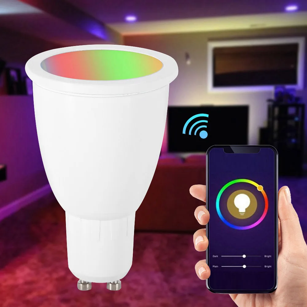 

NEW WiFi Smart Light Bulb GU10/E27 RGBW 6W LED Dimmable Light Cup Compatible with Alexa&Google Home Remote Light Bulb
