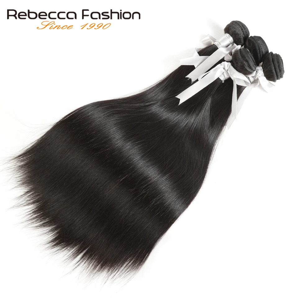 Rebecca Malaysian Straight Hair 4 Bundles Deal 10-26 Inch Non Remy Straight Hair Weave Extension Double Weft Human Hair Bundles