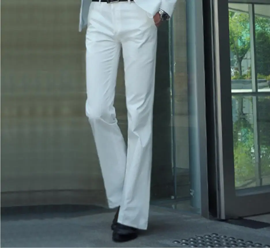 Men's Suit Pants Micro-horn trousers Male Business White Straight Wide-leg Suit Pants British Casual Men's big