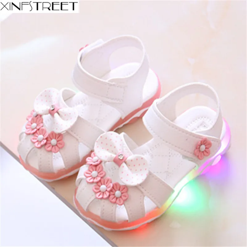 Xinfstreet Baby Toddler Girls Summer Shoes Children Sandals With Light