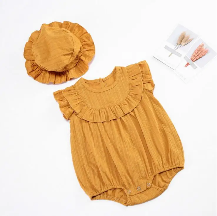 

2018 New Style Girls Rompers Ruffles Cotton Short Sleeve Kids Jumpsuits Toddler Girl Clothing