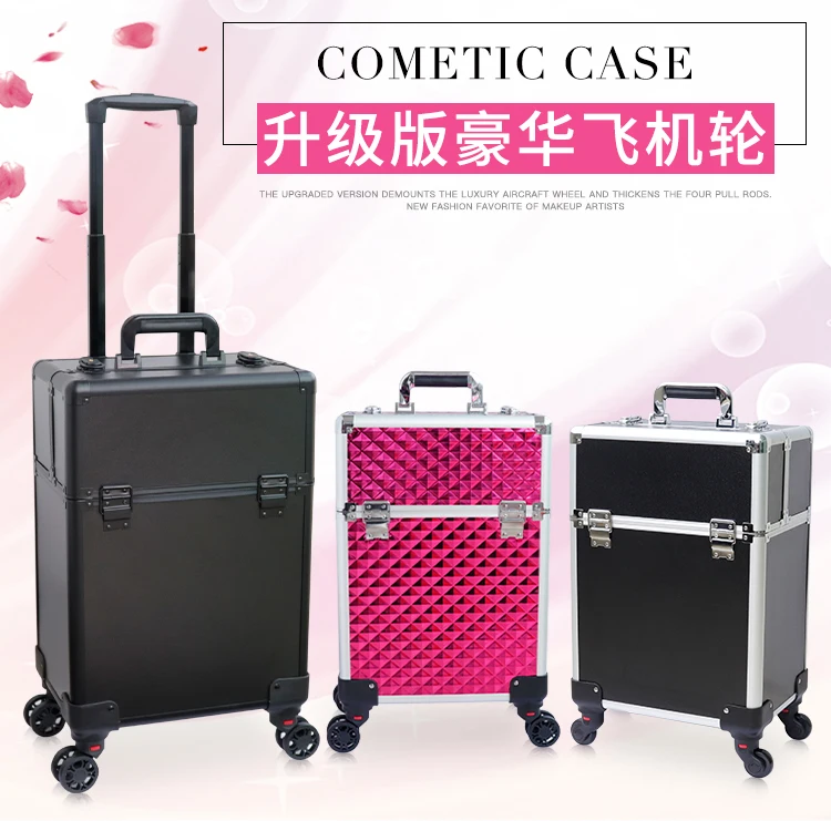 Популярный на колесиках кейс для косметики, женские ногти косметический Чехол, многофункциональная Красивая Татуировка коробка прокатки багаж чемодан для путешествия