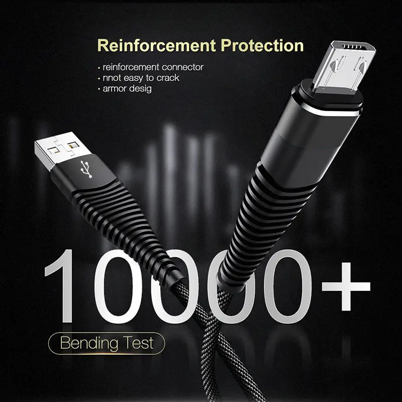 Новейший 1 ~ 3 м USB кабель Растяжимая оплетка Micro Type C для Lightning 2A зарядка Samsung S9 S8 |