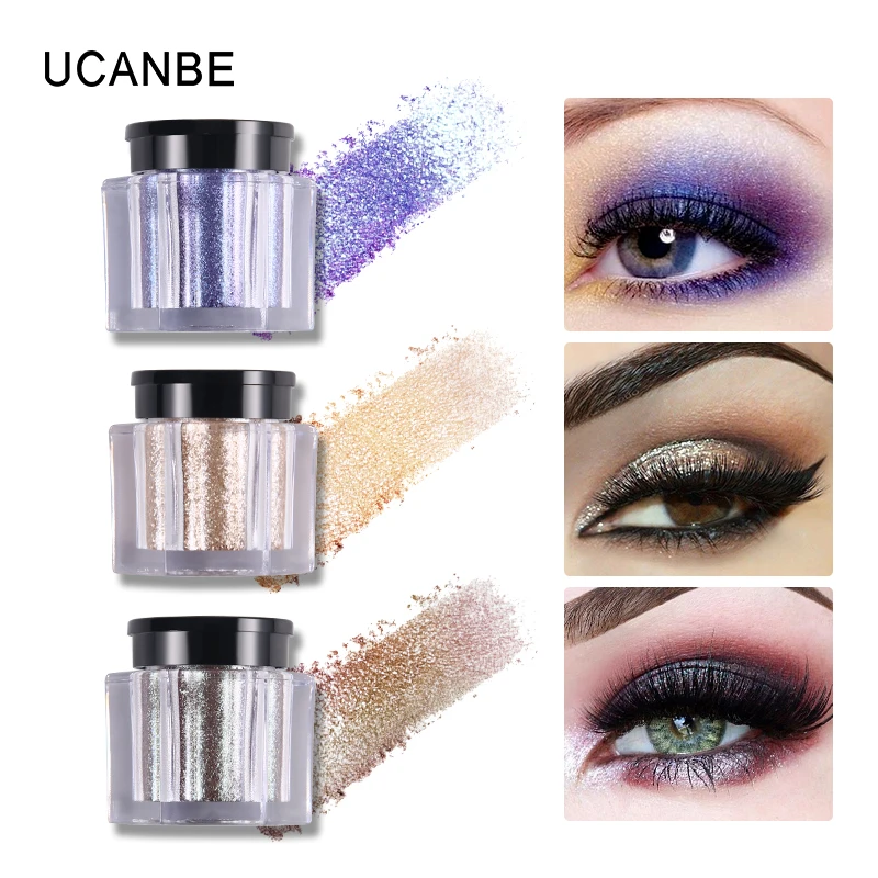 

UCANBE Glitter Eye Shadow 8 Colors Loose Powder Pigments Diamond Shine Eyeshadow Waterproof Makeup Metallic Crystal Nude Powder