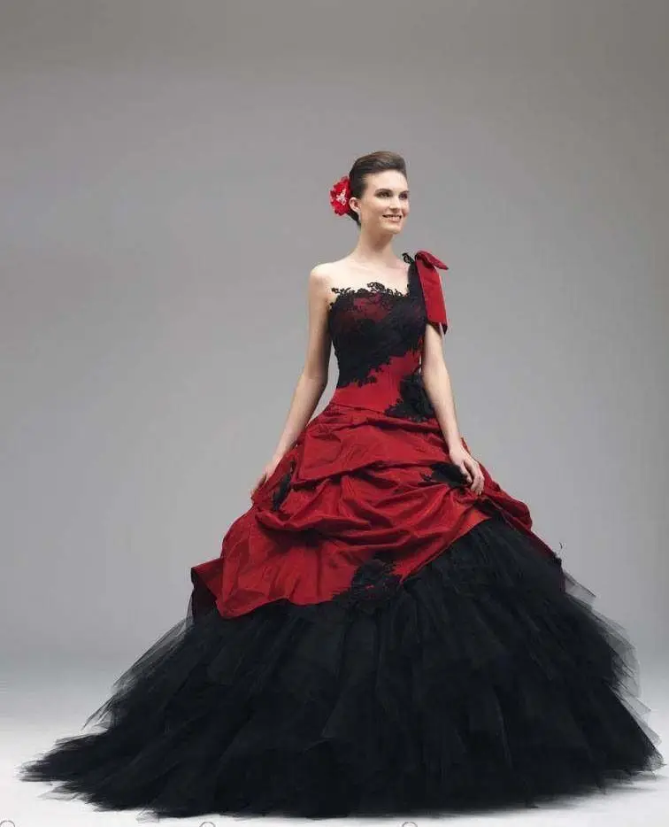 black and red gothic wedding dresses