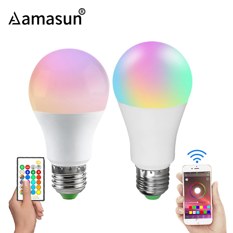 

Wireless RGBW RGBWW Night Light RGB Bulb 15W 10W 5W AC85-265V Smart Bulb/Light Bluetooth APP or IR Remote Control Night Lamp