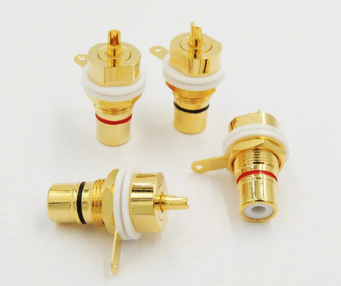 Hotselling High quality Copper Gold Plated RCA female Jack Panel Mount