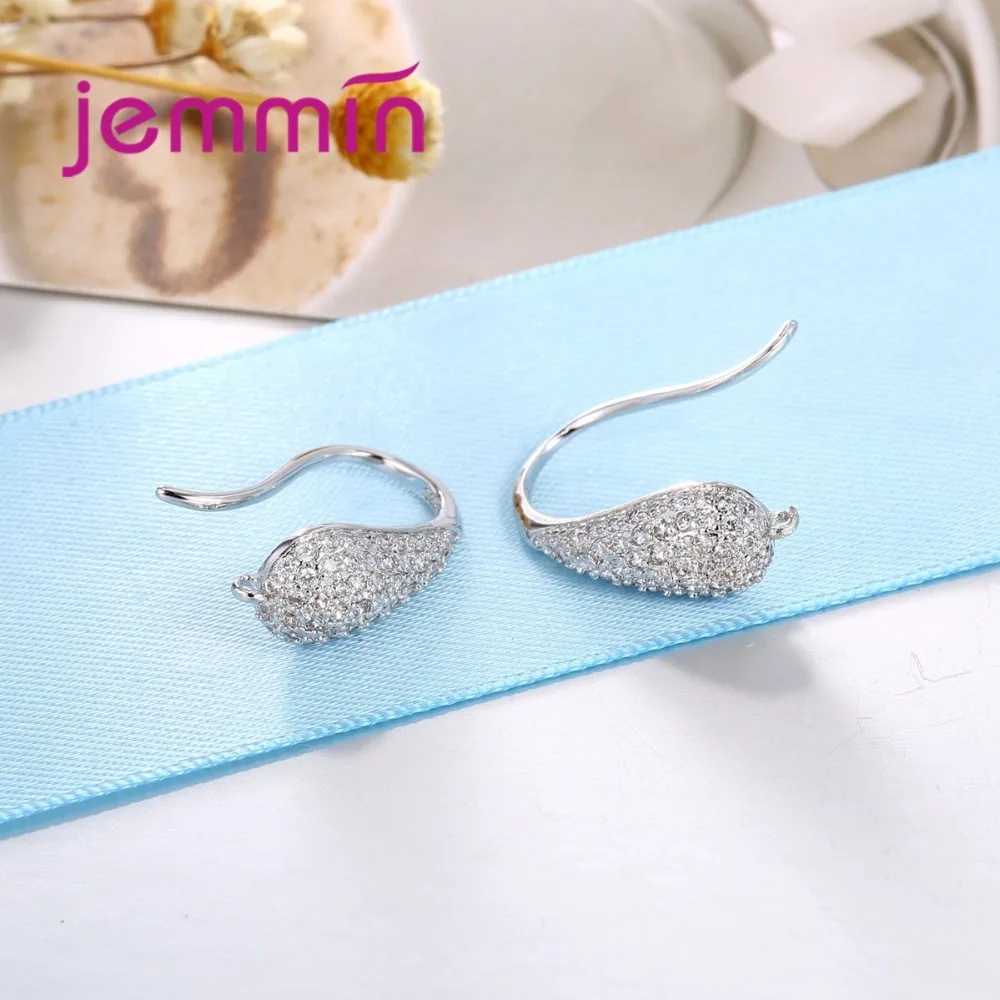 Серьги капельки из серебра 925 пробы с кристаллами|earrings|componentes |