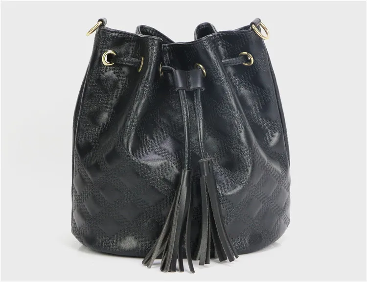 Micom Fashion Leather Drawstring Bucket Bag Women Vintage Tassel Messenger Ladies Handbags Crossbody Thread Shoulder Bags bao (13)