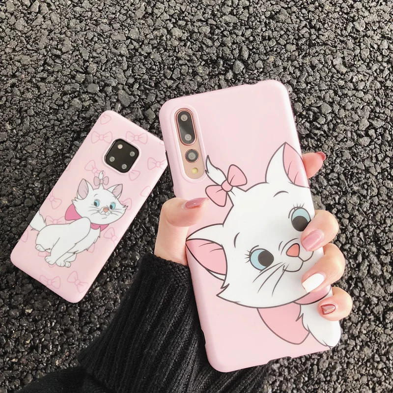 

Marie Cat Phone Case For Huawei P30 Honor 9 10 Mate 20 Mate10 P20 Pro P20 P10 Nova 3 3i 4 Slim Matte TPU Cartoon Cover