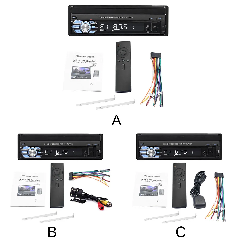 7 дюймов Автомобильный MP5 плеер AM FM радио gps навигация выдвижной 1 DIN сенсорный экран USB Bluetooth приемник автомобильные аксессуары