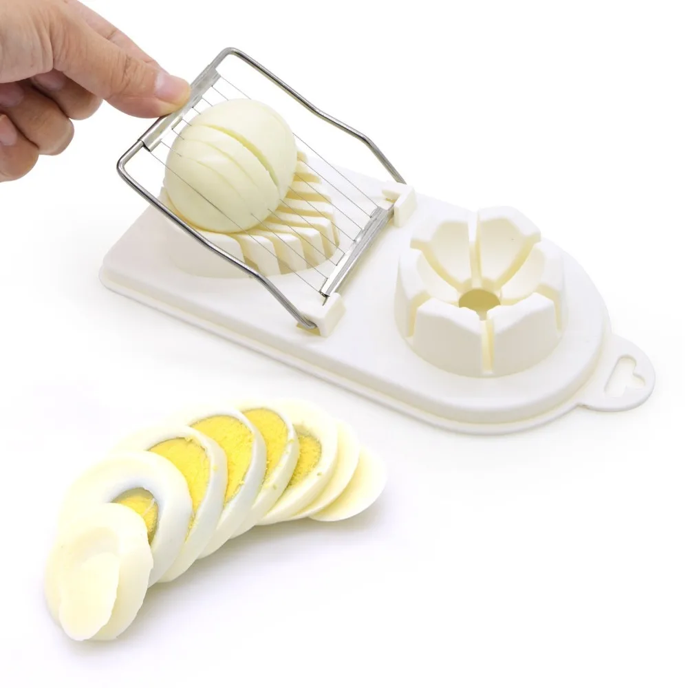 

2 In 1 Multifunctional Egg Slicer Stainless Steel Boiled Egg Apple Strawberry Flower Edges Section Cutter Kitchen Tool