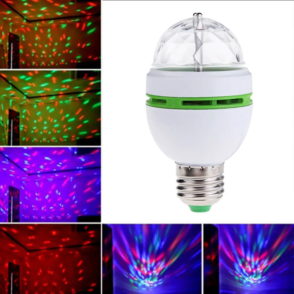 1 шт. 3 Вт 6 Вт RGB светодиодный светильник E27 AC 110 В-220 в авто вращающиеся светильники для сцены магический шар лампа для дома DJ вечерние украшения для танцев