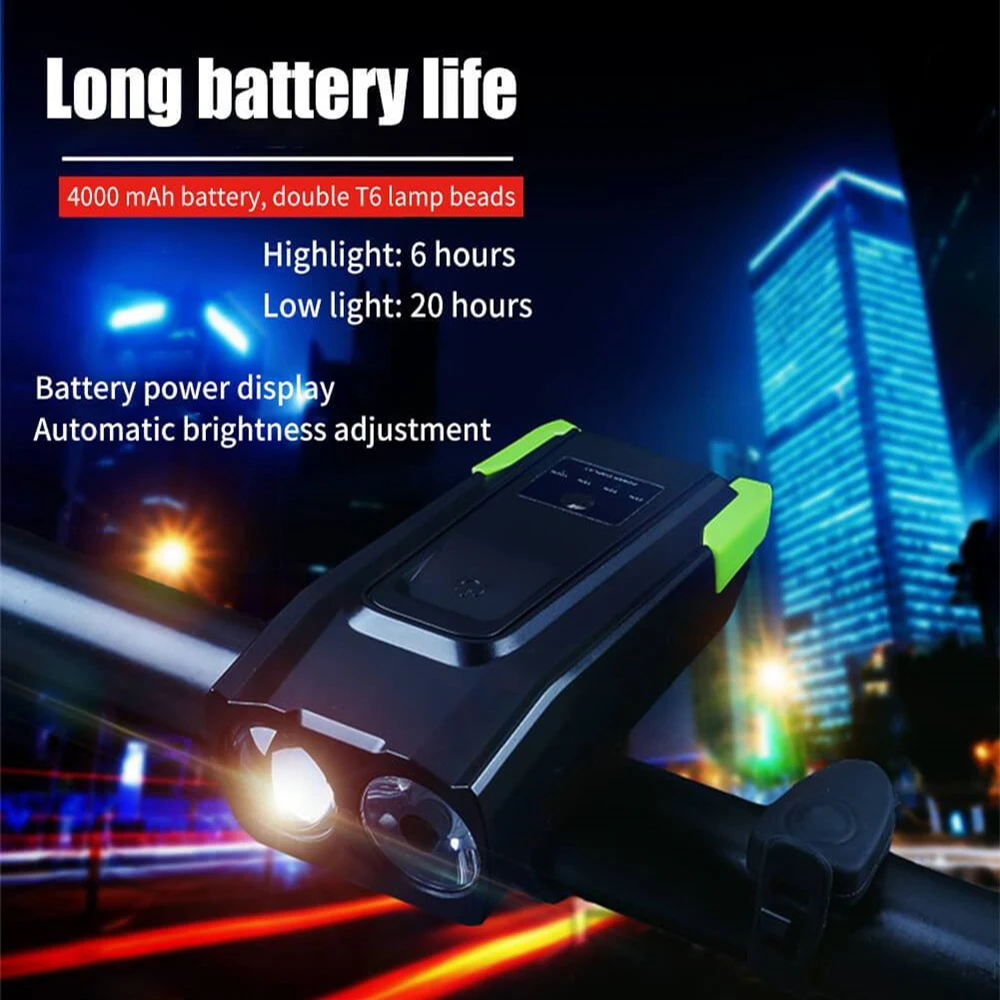 Best 4000MAH Induction Front Bicycle Lights Set USB Rechargeable Headlight + Horn 800 Lumen Smart LED Bike Lamp Cycling Flashlight 4