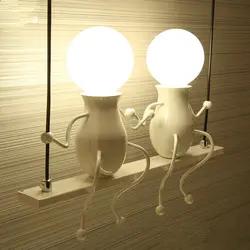 Креативный Железный художественный светодиодный настенный светильник ретро для спальни прикроватный для прохода мультяшный робот