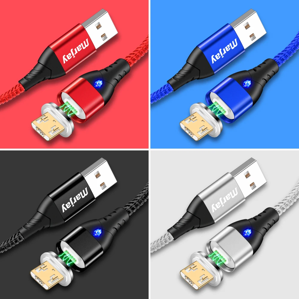 Магнитный usb-кабель Marjay, 3 А, кабель Micro USB для быстрой зарядки samsung S7, Xiaomi Redmi Note 5, huawei, htc, Microusb, шнур для Android