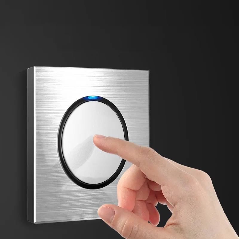 86 type 1 2 3 4 gang 1 2way Silver aluminum alloy panel Switch socket LED Northern Europe Industry German UK French light socket
