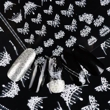 1 лист, 3D наклейки для ногтей, наклейки, белое ожерелье, ювелирный узор, креативные наклейки для ногтей, сделай сам, дизайн ногтей, маникюрные советы, украшение BEF113