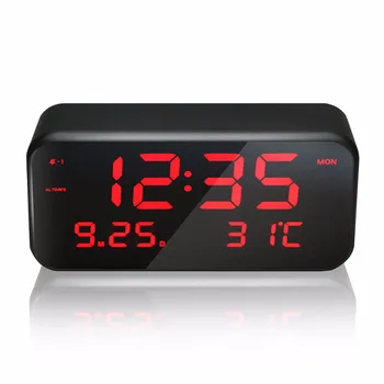 

Date and week Desktop Digital Bedside Clock White Big Screen LED music alarm clock with Temperature