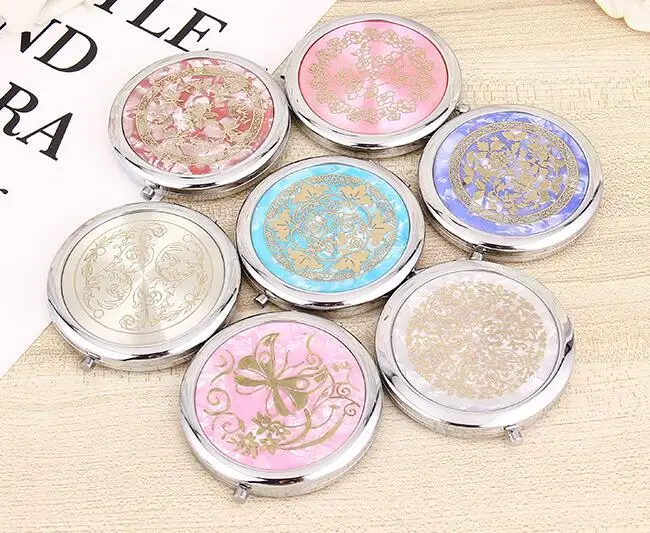 

Portable Foldable Pocket Metal Makeup Compact Mirror Woman Cosmetic Mini Beauty Normal Magnifying Mirror Double Sides Mirrors