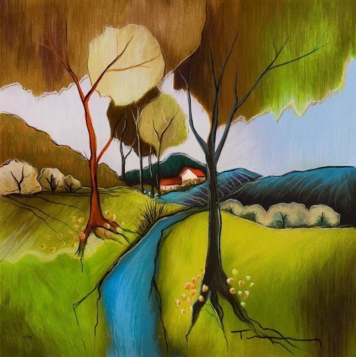 Itzchak Tarkay Femme Oil Painting on canvans 28X28inchpainting safe