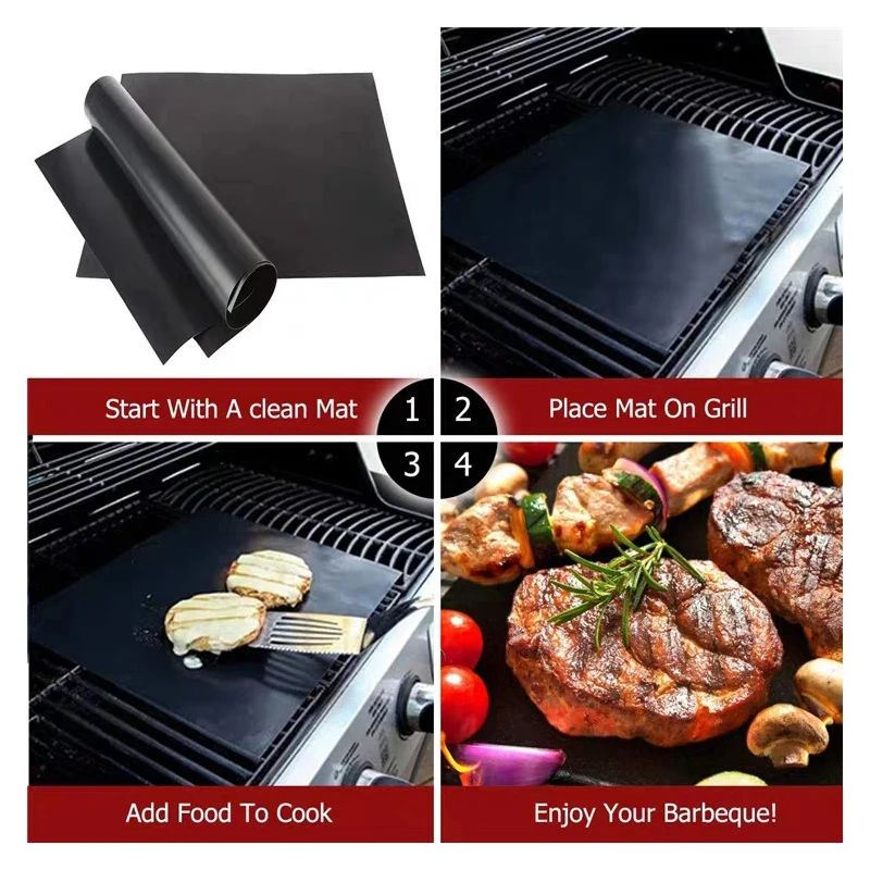 2pcs-5pcs-Non-Stick-BBQ-Grill-Mat-Pad-Reusable-Barbecue-Baking-Liners-Reusable-Cooking-Sheets-Pad.jpg 2Db/5Db Nem Tapadó Bbq Grill Mat Pad Újrahasznosítható Barbecue Sütőbetétek Újrafelhasználható Főzési Lapok Kültéri Piknik Főző Eszköz - Image 6