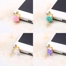 Фиолетовый телефон горный хрусталь розовый мобильный форма Джек цветок Универсальный пластик 3,5 мм Жемчуг синий белый вилки пыли жемчуг