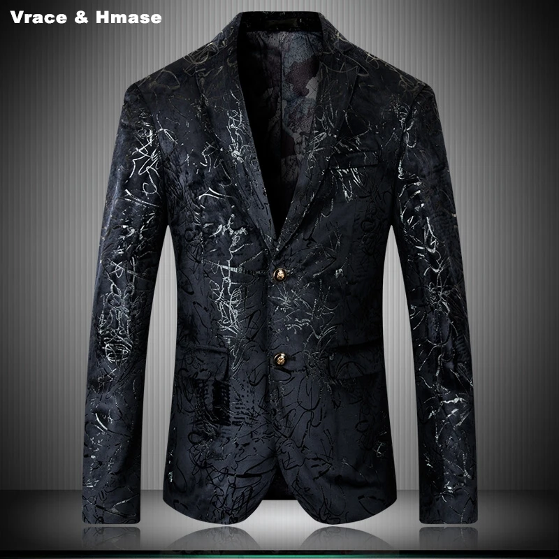European style dark pattern business casual high end blazer masculino