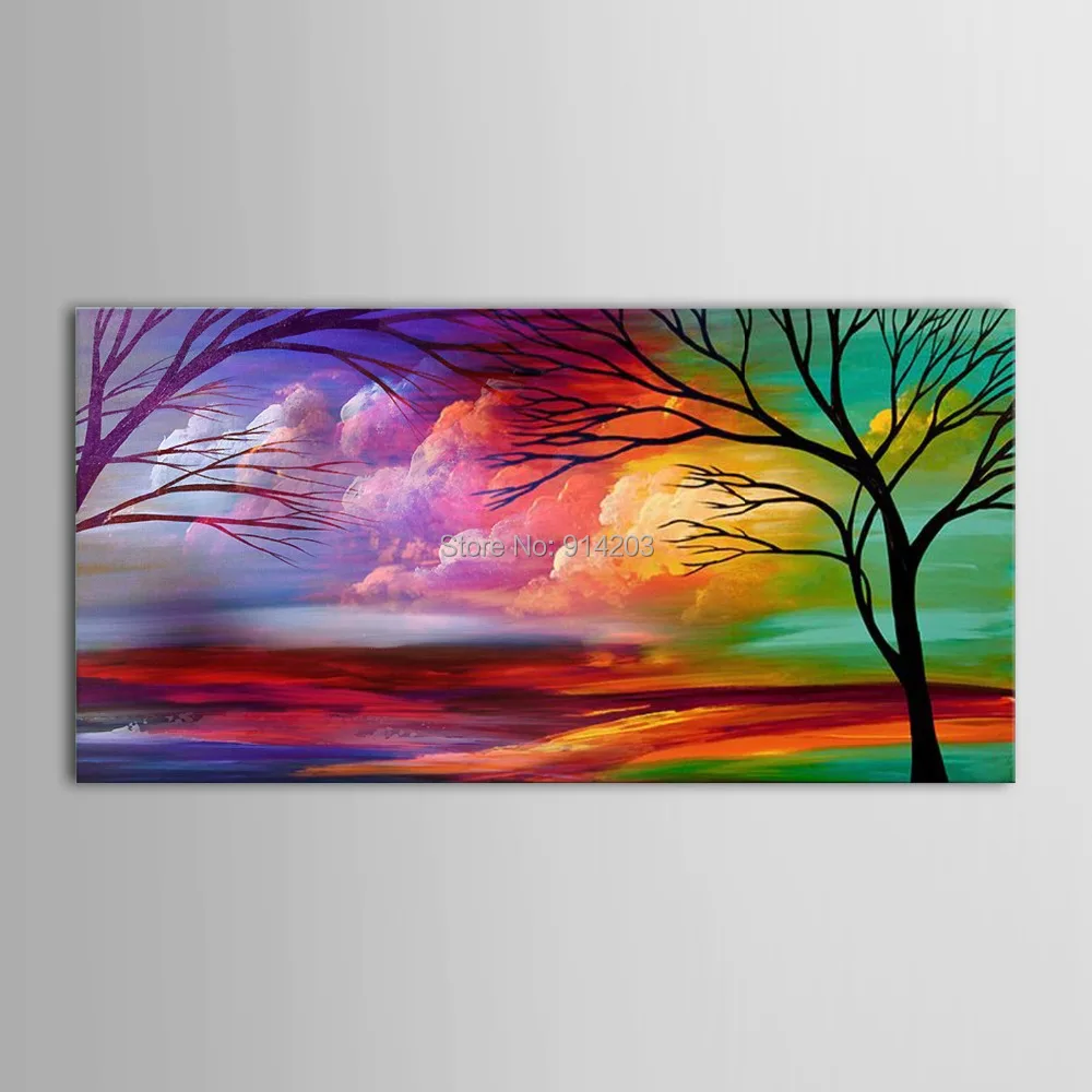 Hand Painted font b Modern b font Oil font b Painting b font font b Tree