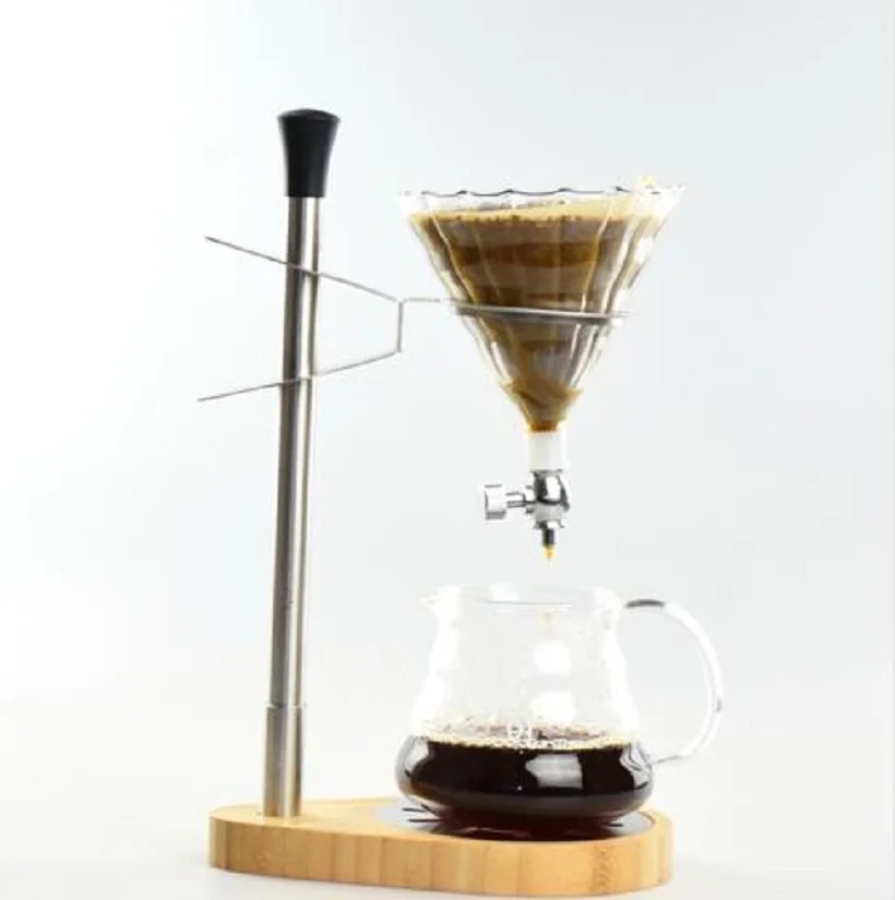 

Free Shipping Bamboo Base Stainless Adjustable Steel Coffee Dripper Stand / Coffee Dripper set