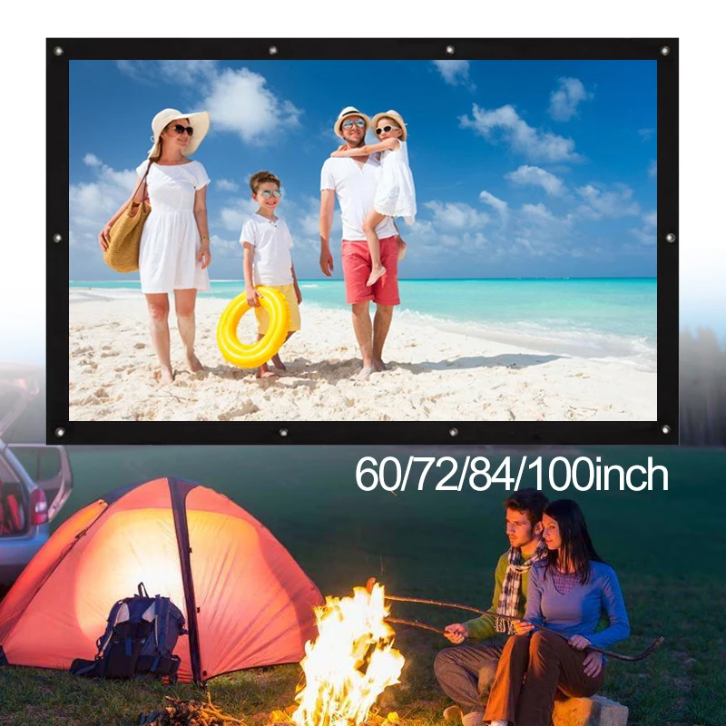 

Projection Screen Portable Durable PVC 100 inch Foldable Squares Theater Home Cinema Projector Curtain Shadow Puppets Courtyard