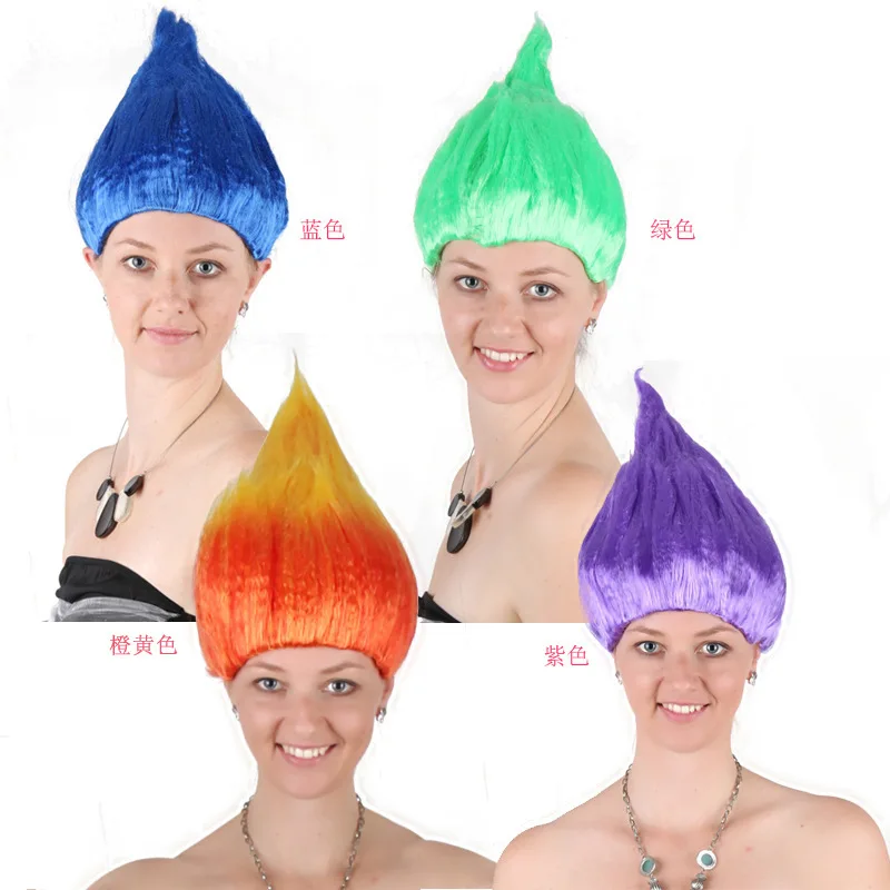 Trolls parrucca per i bambini adulti rosa verde viola orange costume Forniture Cosplay Del Partito Parrucca di Cosplay Del Partito 8 Colori In Azione commercio all'ingrosso