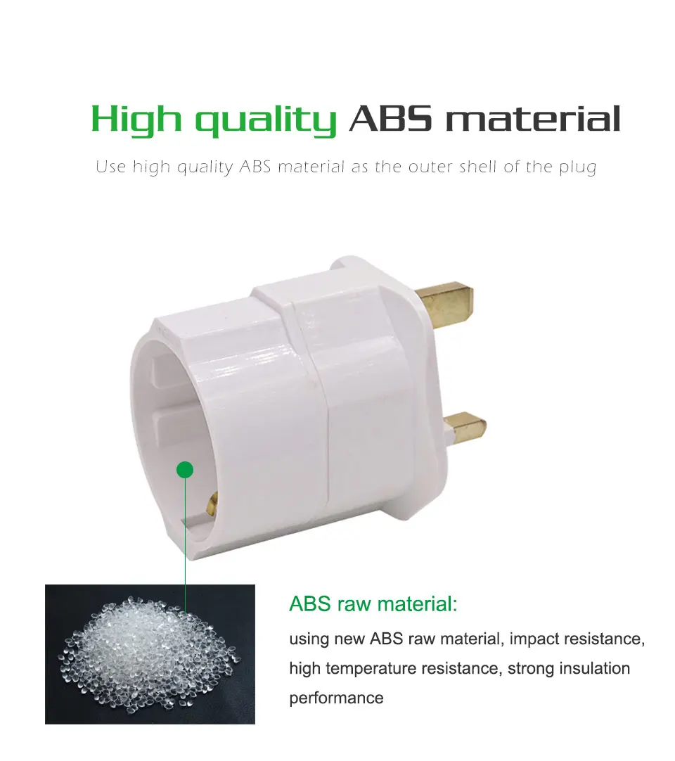 1 PC EU European To UK Adapter Electrical Plug Abroad Travel Socket Converter 13A 250V Rated Isolated Ground White Black Adaptor (8)