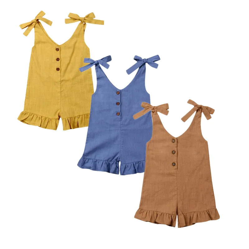 

Toddler Girl Romper Cute Toddler Kids Baby Girls Solid Sleeveless Romper Jumpsuit Overalls Outfits Sunsuit