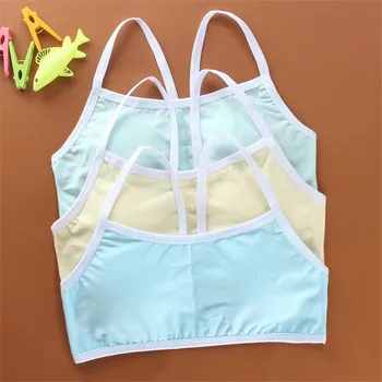 

2018 Kids Bras 1pc Girls' Cotton training Bra For Kids Wireless Young Bras Girls Teenage Puberty For Underwear Clothes