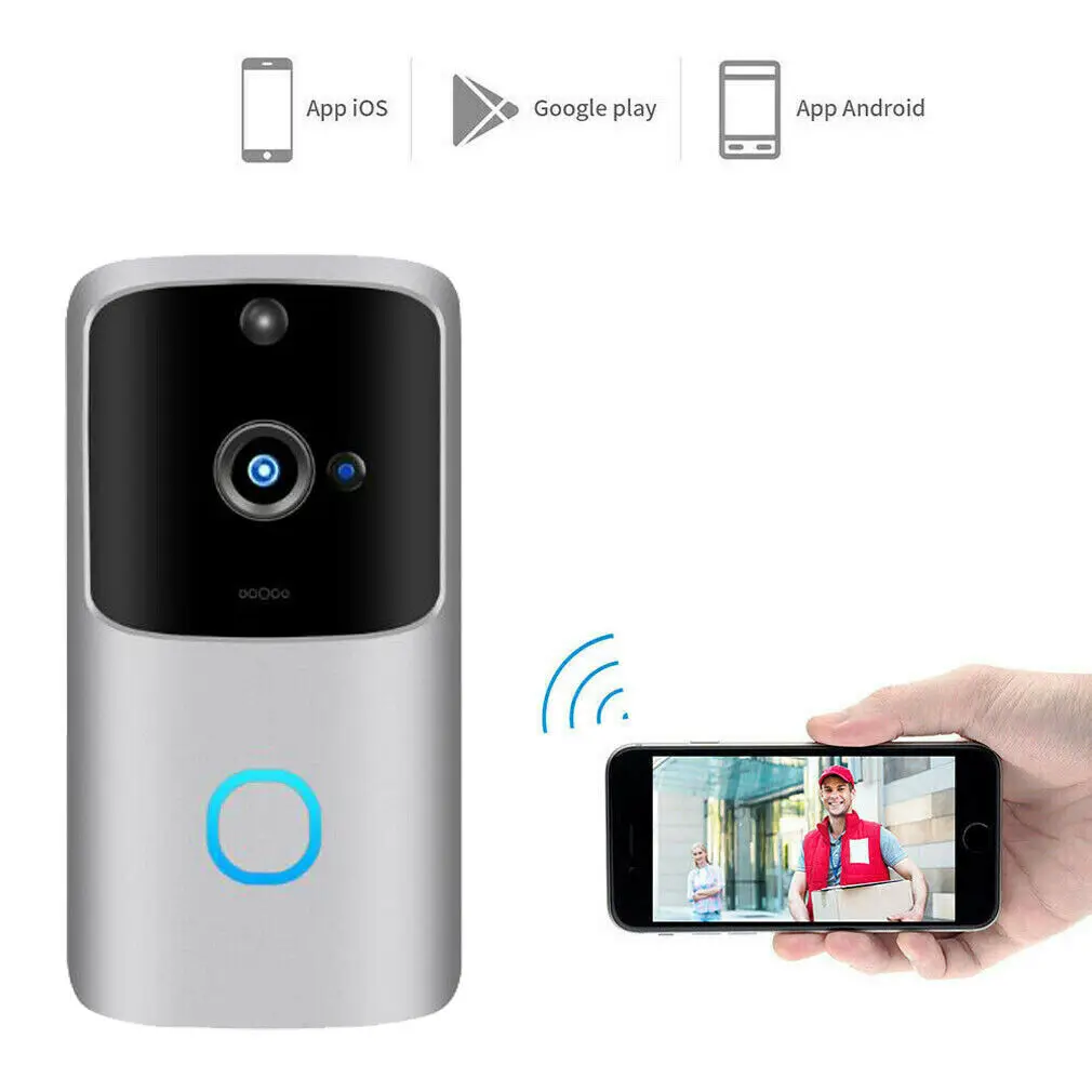 Wi-Fi беспроводной видеодомофон двусторонний разговор Смарт PIR дверной звонок Камера Безопасности HD