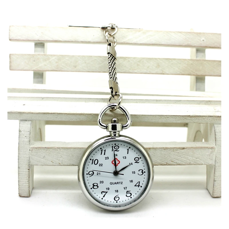 

(3105) 12pcs/lot red cross clip Brooch Nurses Pendant Pocket Quartz Watch Fob Hanging Medical watch