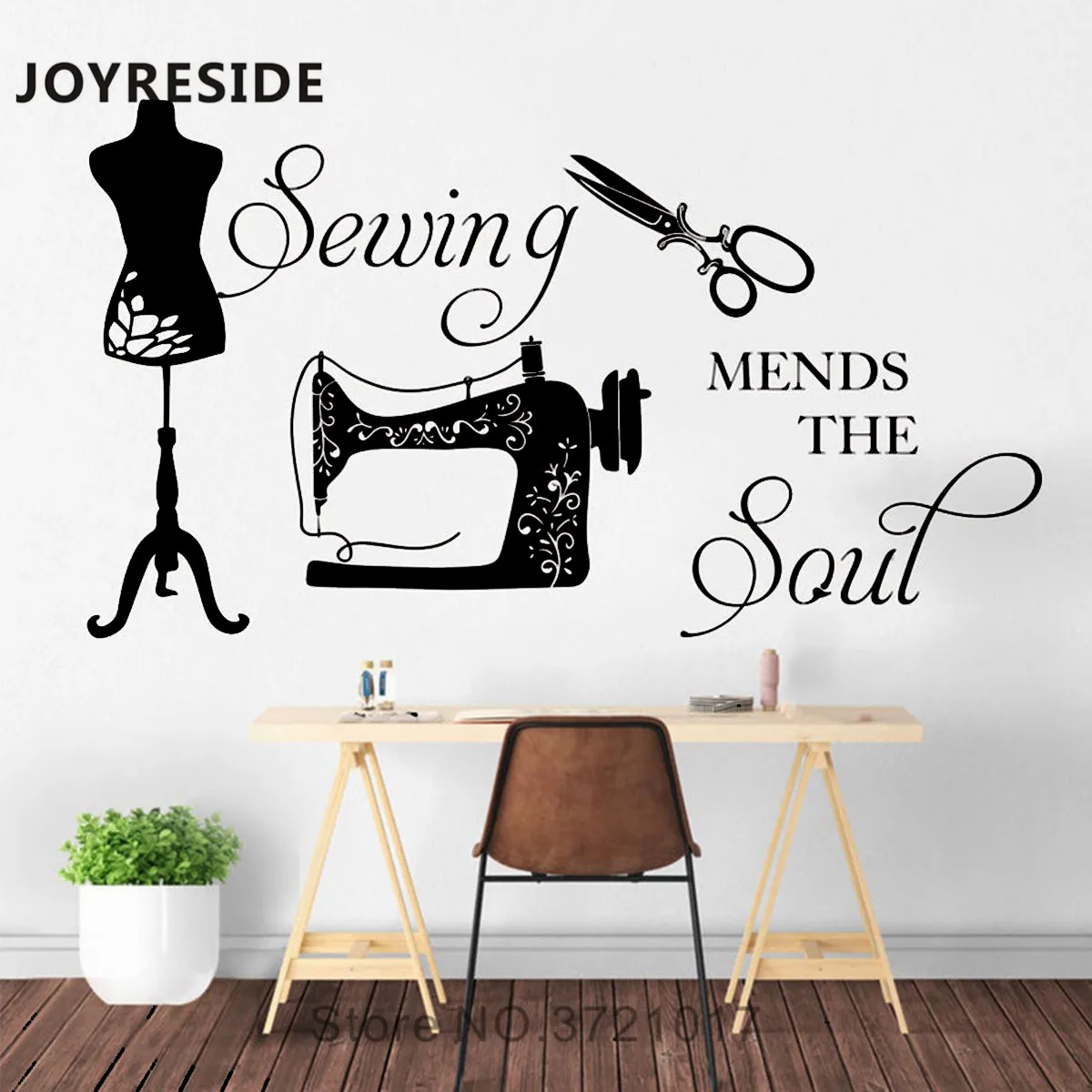 Sewing Mends Wall Decals Salon Beauty Decor Home Rooms Decoration Stickers Quotes Haircut Decal Mural Hand Make M300 | Дом и сад