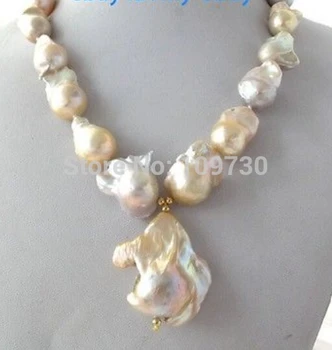 

Jewelr 003028 Natural Light Pink Lavender Unusual Keshi Keishi Baroque Pearl Necklace&Pendant