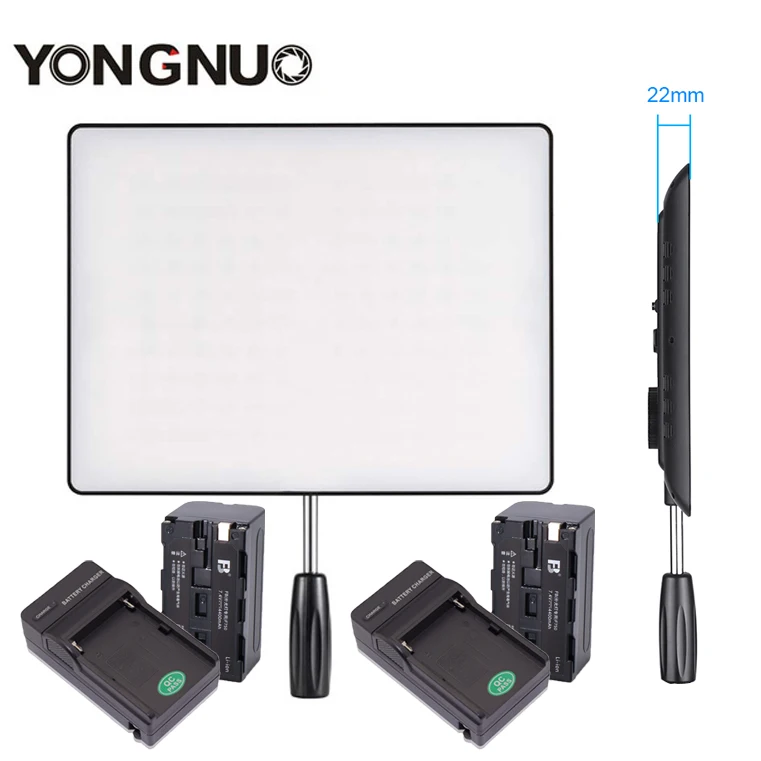 

YONGNUO YN600 Air 3200K-5500K LED Camera Video Light Photography Studio Lighting +2x Charger +2X NP-F750 Battery