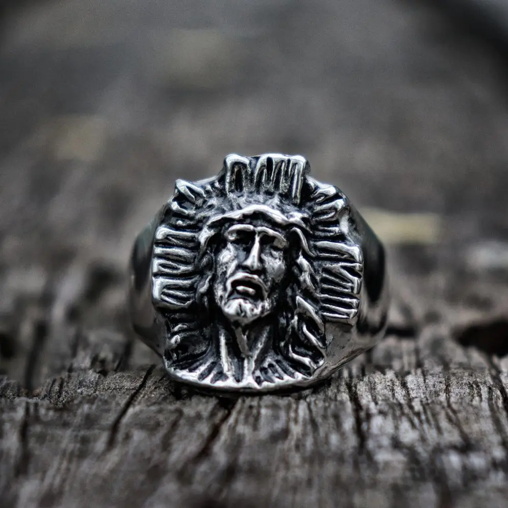 

Vintage Jesus Redemption Cross Stainless Steel Ring Blessing Amulet Jewelry