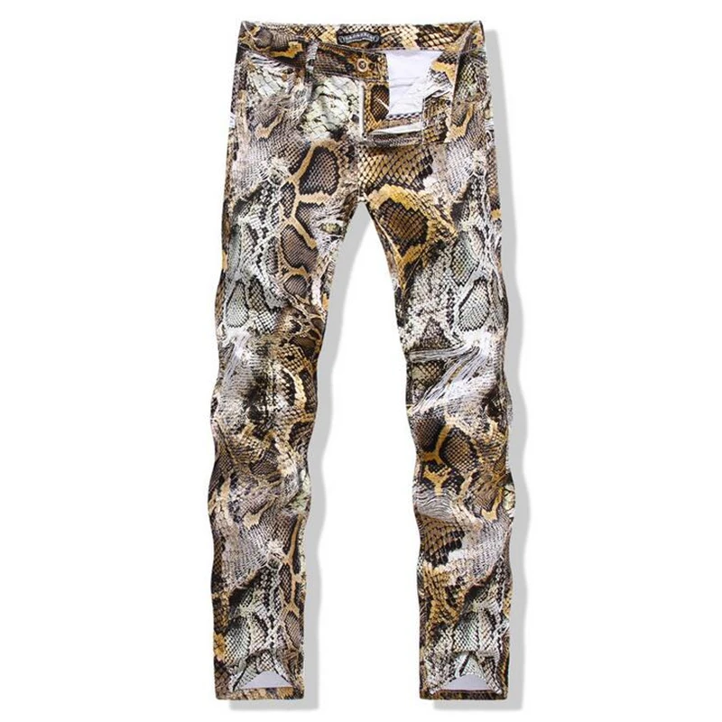 

Fashion 2017 New Arrival Men Jeans Slim Snake skin printing casual pants 3D Trousers Skinny Denim Pants Masculina fashion Jeans