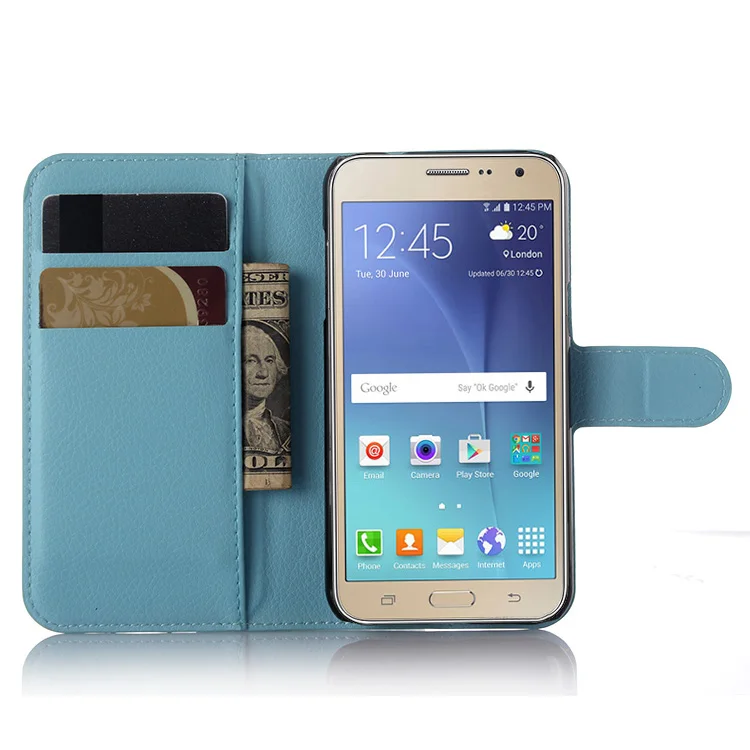 

Fashion Litchi Texture Leather Case for Samsung Galaxy J2 J200 J200F Flip Magnetic Cover Case Wallet Style With Card Slot