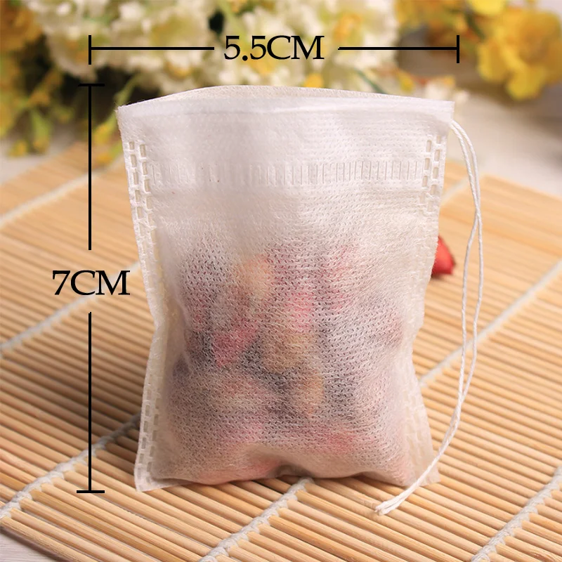 Empty Tea Bags Disposable Drawstring FiberTeabags Filter Bulk Lots Supplies Accessories Products 100 disposable tea bags disposable tea filter bags