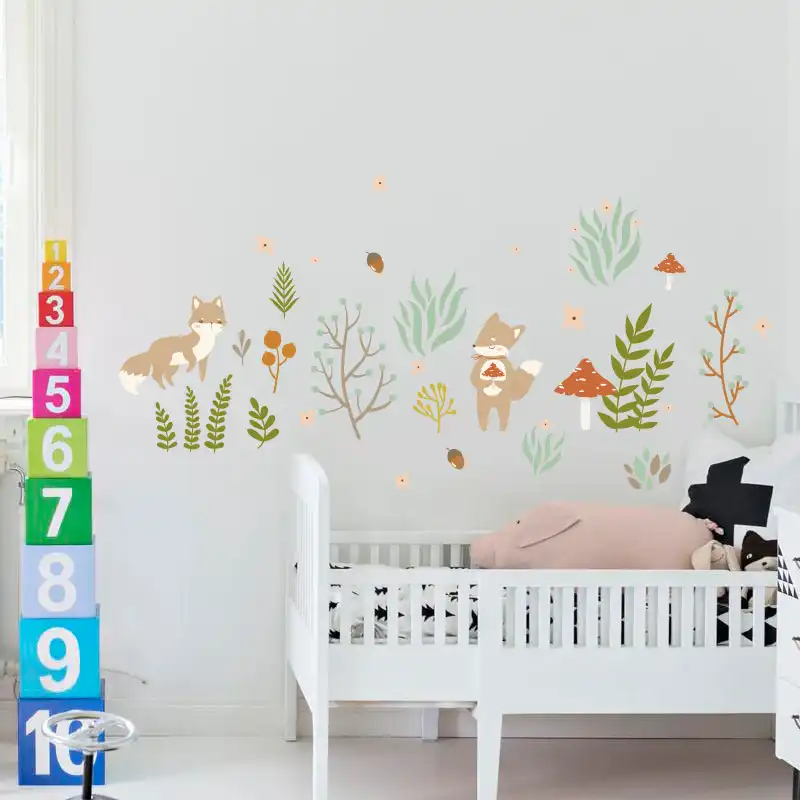 Diy Wall Stickers Lovely Fox For Kids Room Removable Art Vinyl Mural Wall Decals Baby Bedroom Decorations Qtm293