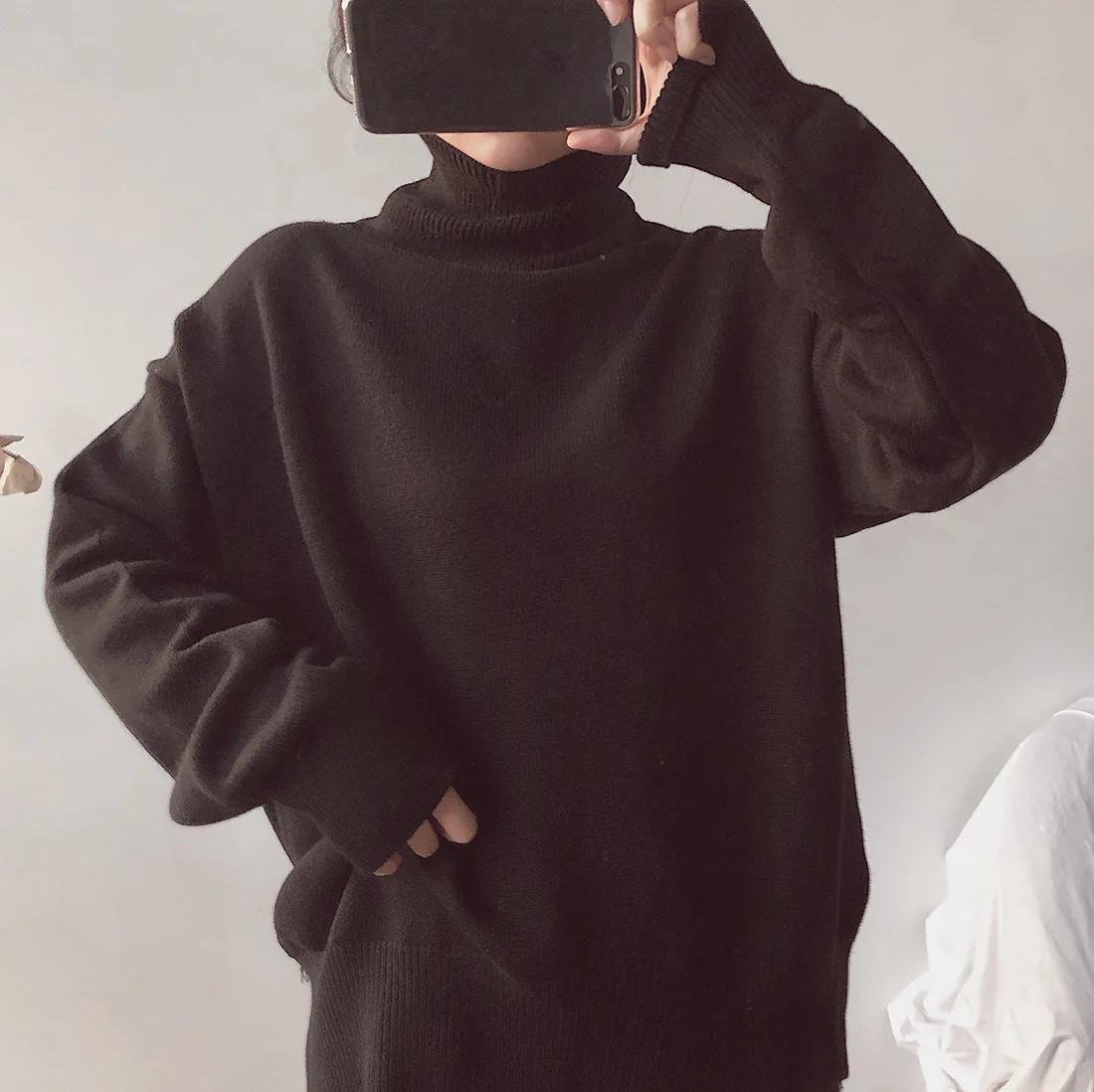 Autumn And Winter new stylish and warm rabbit hair blends thick turtleneck loose sweater women's slim thin warm sweater LFM9063 Autumn And Winter new stylish and warm rabbit hair blends thick turtleneck loose sweater women's slim thin warm sweater LFM9063