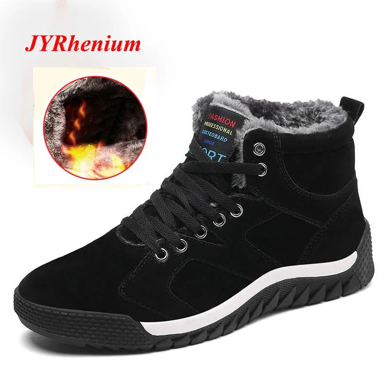 

Winter Plush Warm Outdoor Sneaker Men Hiking Shoes Cow Suede Men Casual Shoes Neri Warm With Fur Men Shoes Natural Rubber Soles