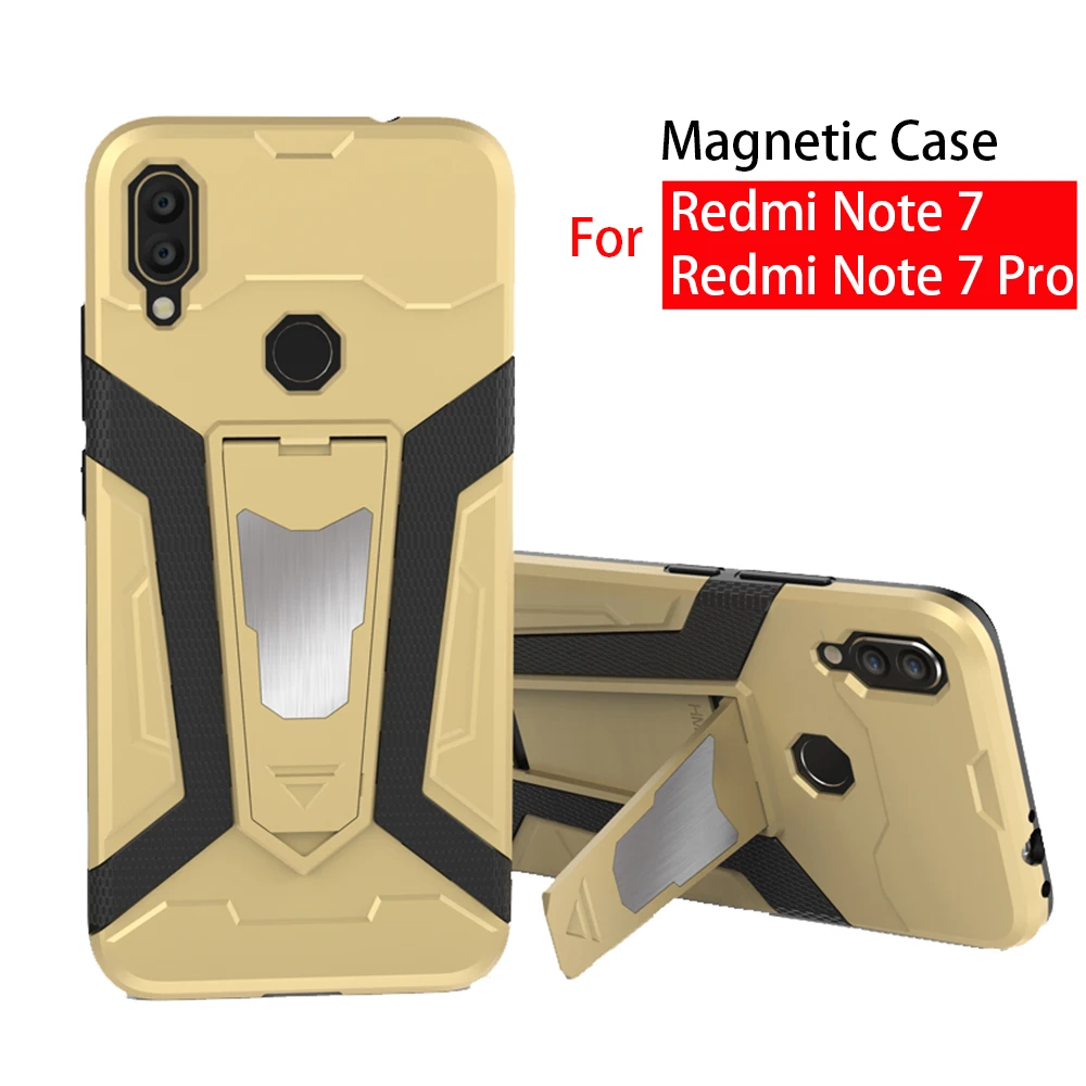 

[Clearance] For Xiaomi Redmi Note 7 Case Magenetic Luxury Armor Shockproof TPU+PC Cover For Redmi Note 7 Pro Case Stand Holder