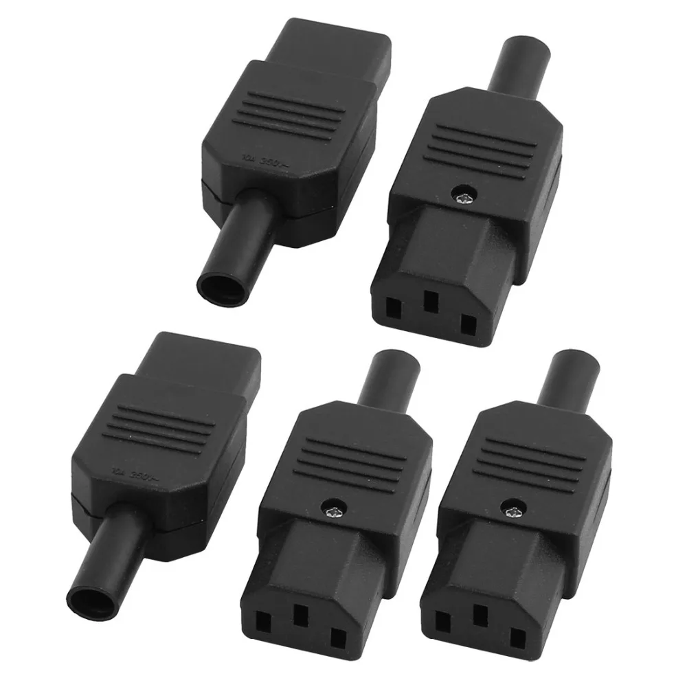 

UXCELL New Arrival 2pcs 5pcs AC 250V 10A 3Terminals Panel Mount IEC320 Plug C13 Female Rewireable Inline Power Socket Connector